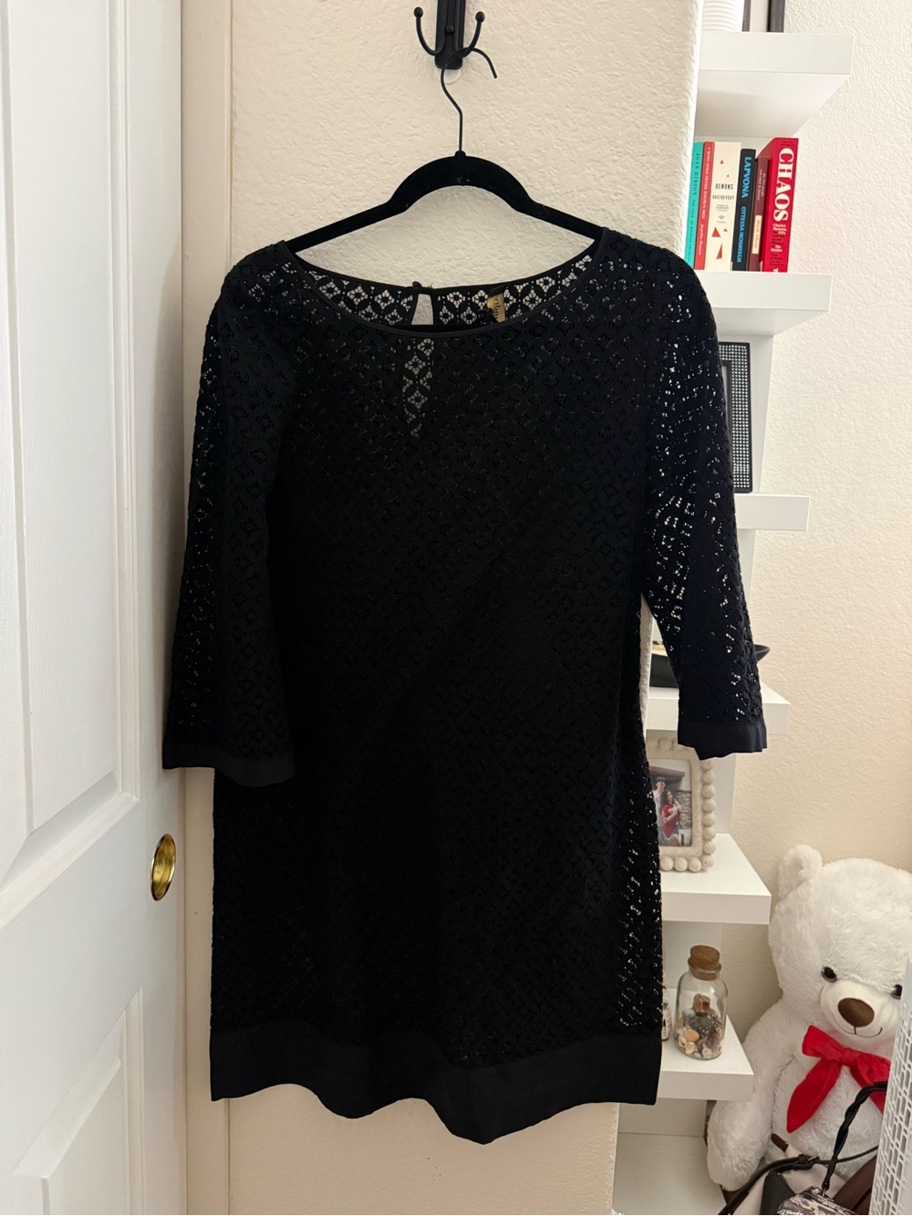 Laundry Black Crochet Tunic Top